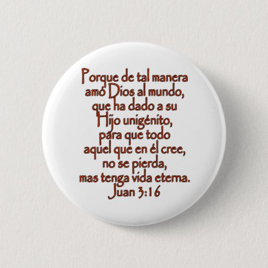 John 3:16 Spanisch Button (Vorderseite)