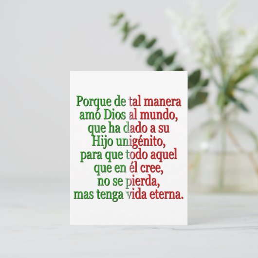 John 3:16 Spanisch Postkarte (Stehend Vorderseite)