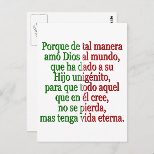 John 3:16 Spanisch Postkarte (Vorne/Hinten)