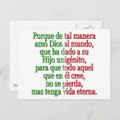 John 3:16 Spanisch Postkarte (Vorne/Hinten)