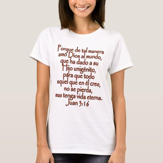 John 3:16 Spanisch T-Shirt (Vorderseite)