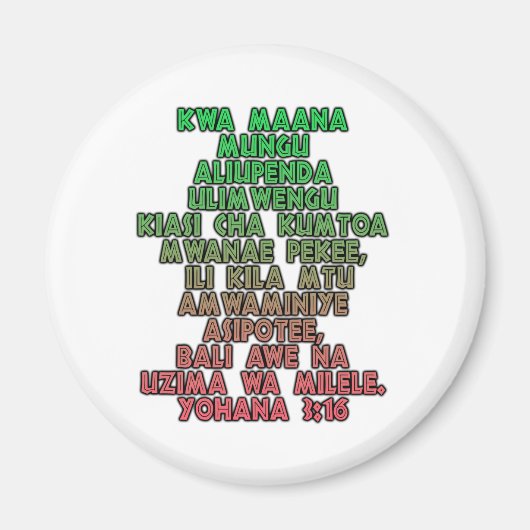 John 3:16 Swahili Magnet (Vorne)