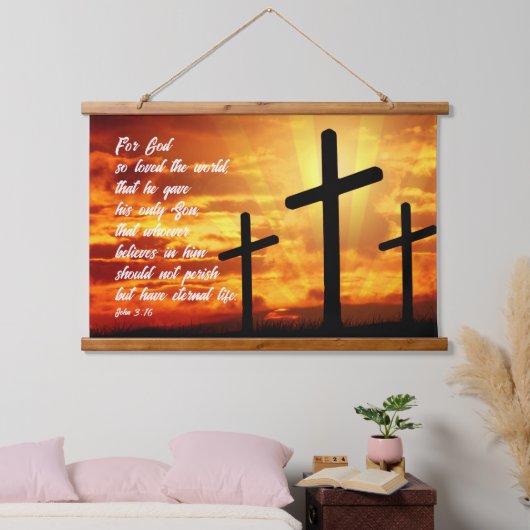 JOHN 3:16 TRENDY BIBLE VERSE CHRISTLICH GIFT WANDTEPPICH MIT HOLZRAHMEN (Schlafzimmer)