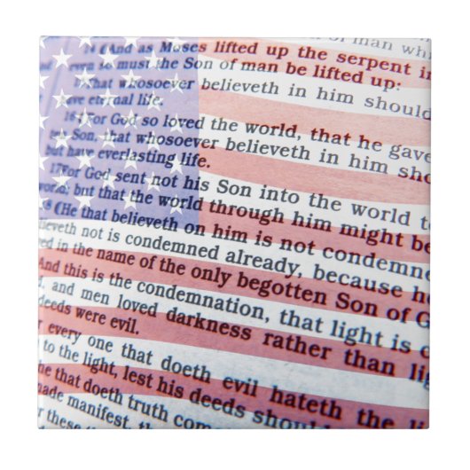 John 3:16 und American Flag Tile Fliese (Vorderseite)