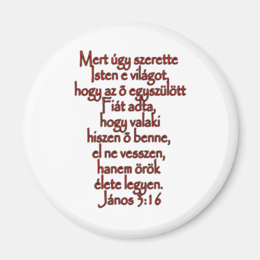 John 3:16 Ungarisch Magnet (Vorne)