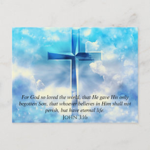 John 3:16 Verse Blue Sky Christlich Cross Gods Lie Postkarte
