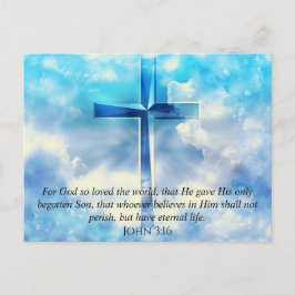 John 3:16 Verse Blue Sky Christlich Cross Gods Lie Postkarte