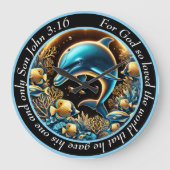 John 3:16 Verspielte Tiefen Dolphin Sohn Gottes Große Wanduhr (Vorderseite)