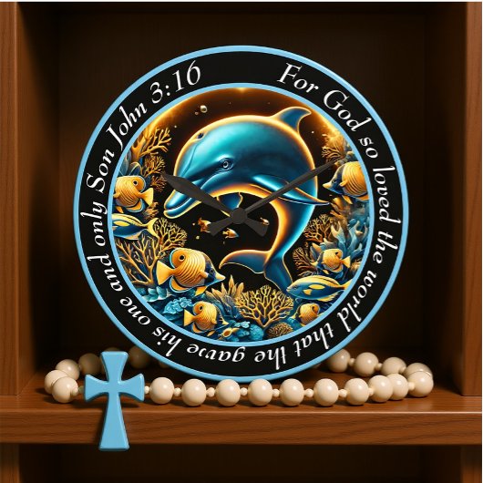John 3:16 Verspielte Tiefen Dolphin Sohn Gottes Große Wanduhr