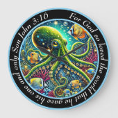 John 3:16 Wassertopus Große Wanduhr (Vorderseite)