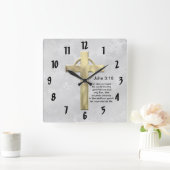John 3:16 (weiß) quadratische wanduhr (Zuhause)