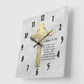 John 3:16 (weiß) quadratische wanduhr (Winkel)