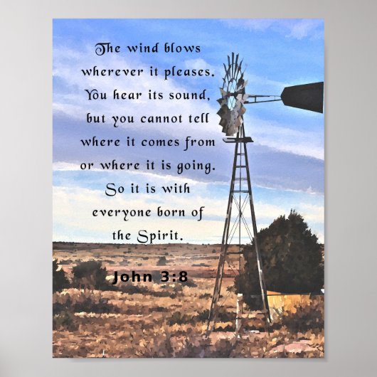 John 3:8, Bibelverse Poster (Vorne)