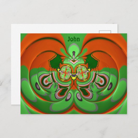 JOHN ~ 3D Design Pattern ~ Weihnachtsfarben~ Postkarte (Vorne/Hinten)