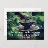 John 4:14 Wer das Wasser trinkt, das ich Bibel geb Postkarte (Vorne/Hinten)