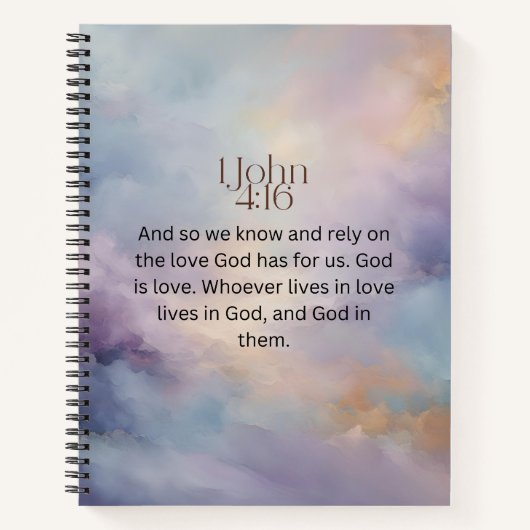 John 4:16 Bibelverse über Wasserfarbdesign Notizblock (Vorderseite)