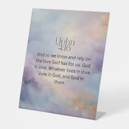 John 4:16 Bibelverse über Wasserfarbdesign Sockelschild