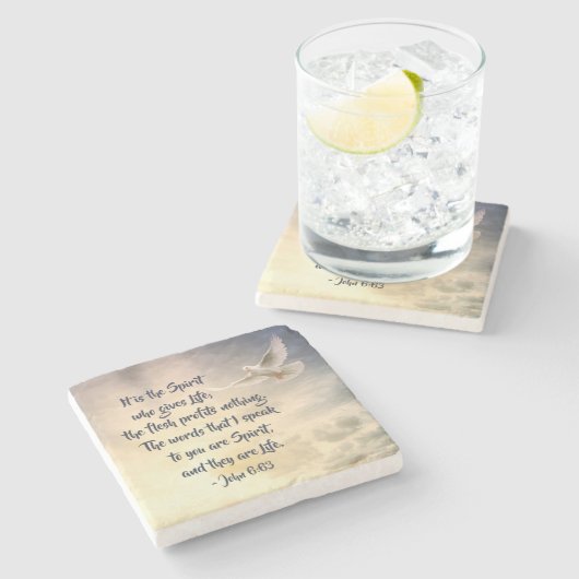 John 6:63 Es ist der Geist, der die Lebensbibel gi Steinuntersetzer (Seitenansicht)