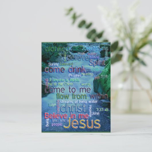 John 7:37-41 Rushing Stream Postkarte (Stehend Vorderseite)