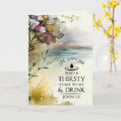 John 7:37 Wer durstig ist, kommt in die Me Bibel Karte (Gelbe Blume)