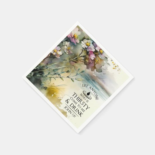 John 7:37 Wer durstig ist, kommt in die Me Bibel Serviette (Ecke)