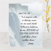 John 7:37 Wer durstig ist, kommt nach mir ~Jesus Karte (Gelbe Blume)