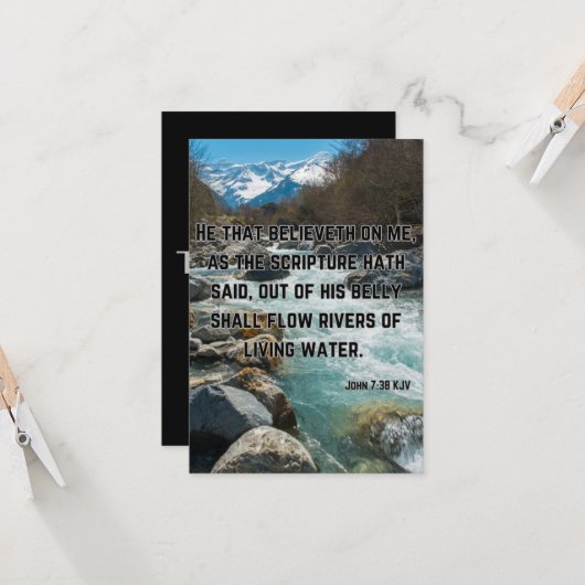 John 7:38 KJV Bible Scripture Pic Begrüßung Karte (Vorderseite/Rückseite Beispiel)