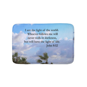JOHN 8:12 PALMBÄUME UND OZEAN FOTO DESIGN BADEMATTE