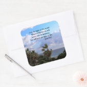 JOHN 8:12 PALMBÄUME UND OZEAN FOTO DESIGN QUADRATISCHER AUFKLEBER (Umschlag)
