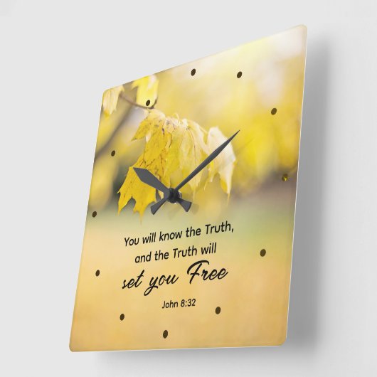 John 8:32 Die Wahrheit Set dir FREE Bibelverse Quadratische Wanduhr (Winkel)