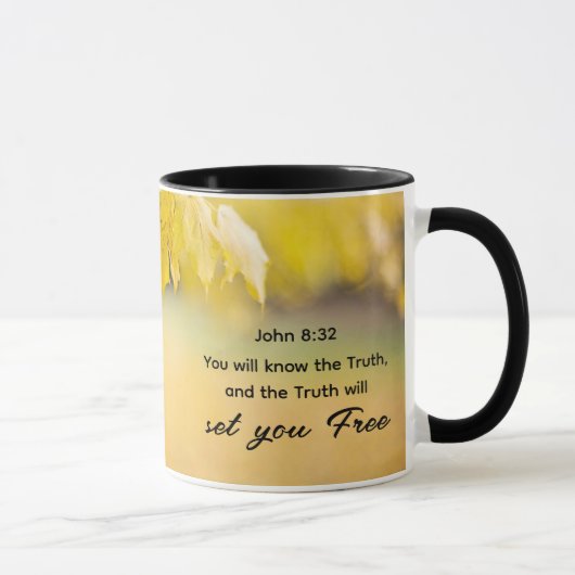 John 8:32 Die Wahrheit Set dir FREE Bibelverse Tasse (Rechts)