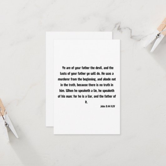 John 8:44 Bible Verse Scripture Flat Greeting Card Karte (Vorderseite/Rückseite Beispiel)