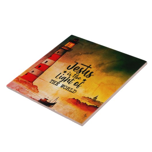 John 8 Jesus ist das Licht des Weltlighthouse Fliese (Seite)