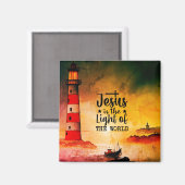 John 8 Jesus ist das Licht des Weltlighthouse Magnet (Vorderseite/Rückseite)