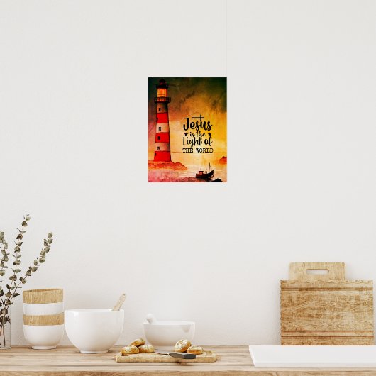 John 8 Jesus ist das Licht des Weltlighthouse Poster (Küche)