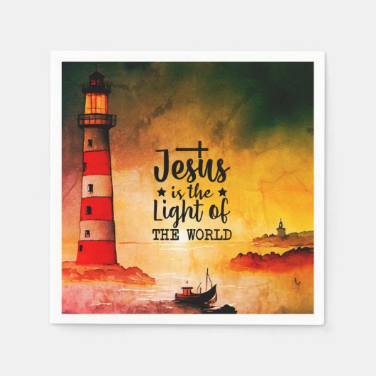John 8 Jesus ist das Licht des Weltlighthouse Serviette (Vorderseite)