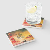 John 8 Jesus ist das Licht des Weltlighthouse Steinuntersetzer (Seitenansicht)