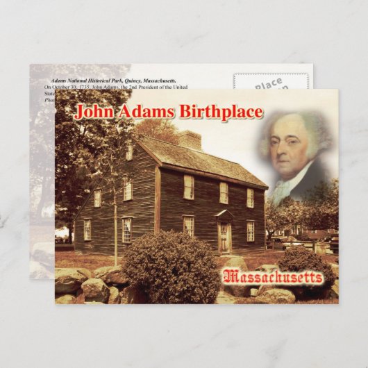 John Adams Birthplace, Massachusetts Postkarte (Vorne/Hinten)