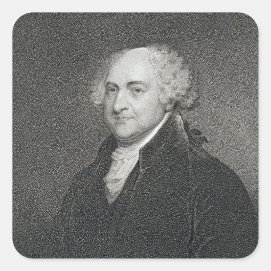 John Adams, eingraviert von James Barton Longacre Quadratischer Aufkleber (Vorderseite)