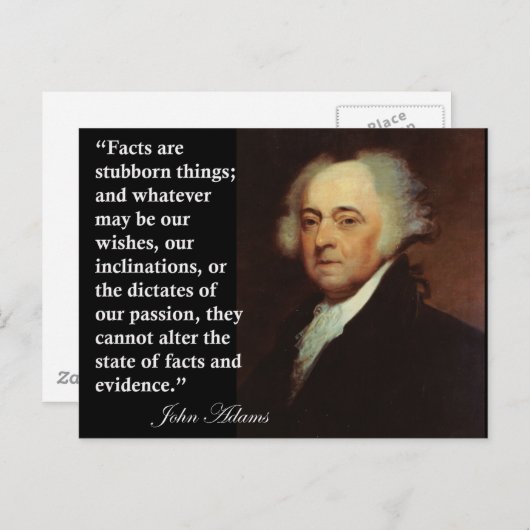 John Adams "Fakten sind hartnäckige Dinge" Zitat Postkarte (Vorne/Hinten)