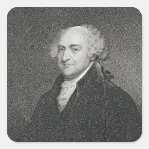 John Adams, graviert von James Barton Longacre Quadratischer Aufkleber
