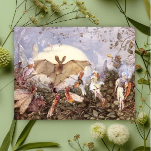 John Anster Fitzgerald Feenhorde greift Fledermaus Postkarte