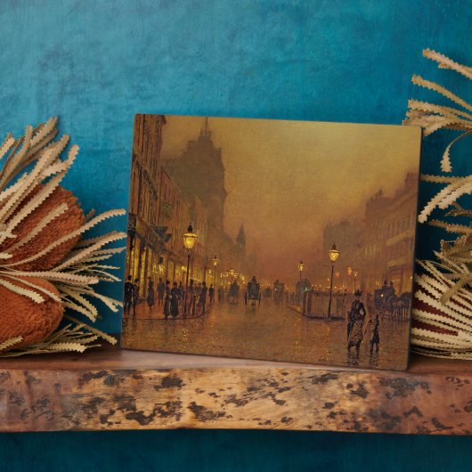 John Atkinson Grimshaw | A Street at Night (Öl on Fotoplatte (Seite)