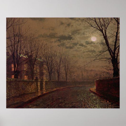 John Atkinson Grimshaw | Moonlit Street Scene, 188 Poster (Vorne)
