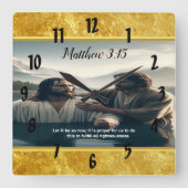 John Baptist Jesus Christus mit dem Glauben Quadratische Wanduhr (Vorderseite)