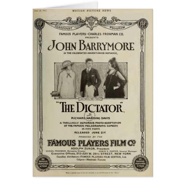 John Barrymore 1915 Stummfilmaussteller und -ausst (Vorne)