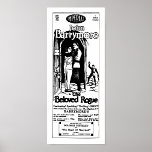 John Barrymore BELOVED ROGUE Vintage Filmwerbung Poster