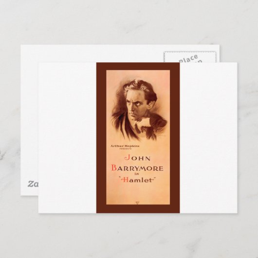 John Barrymore im Hamlet Broadway 1922 Postkarte (Vorne/Hinten)