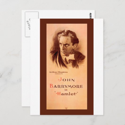 John Barrymore im Hamlet Broadway 1922 Postkarte (Vorne/Hinten)