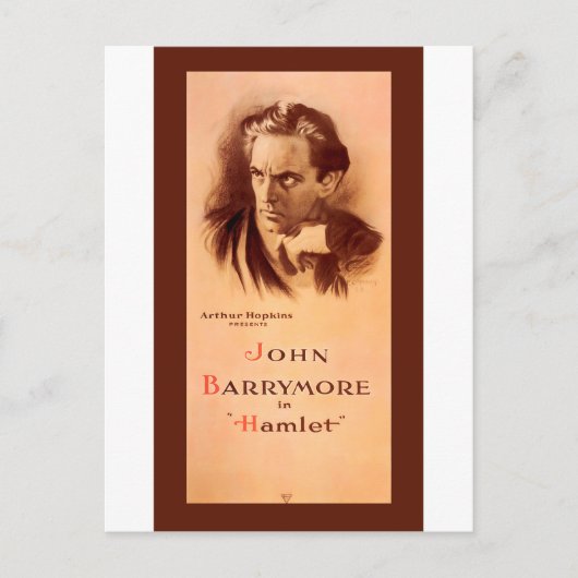 John Barrymore im Hamlet Broadway 1922 Postkarte (Vorderseite)
